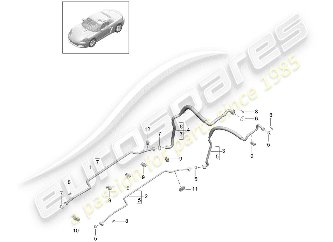 porsche 2018 (718 boxster) circuit réfrigérant schéma des pièces