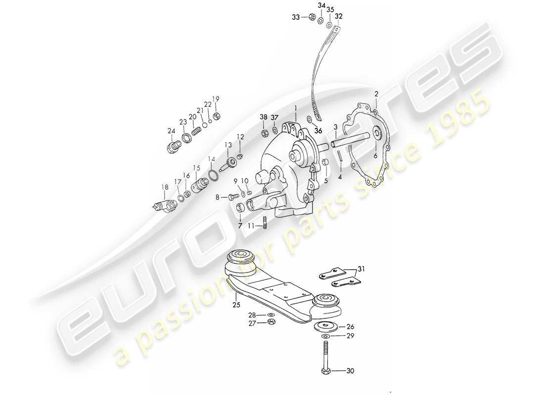 porsche 1971 (911) couvercle de transmission - suspension de transmission - sportomatic - typ 905/21 - d - mj 1972>> schéma des pièces