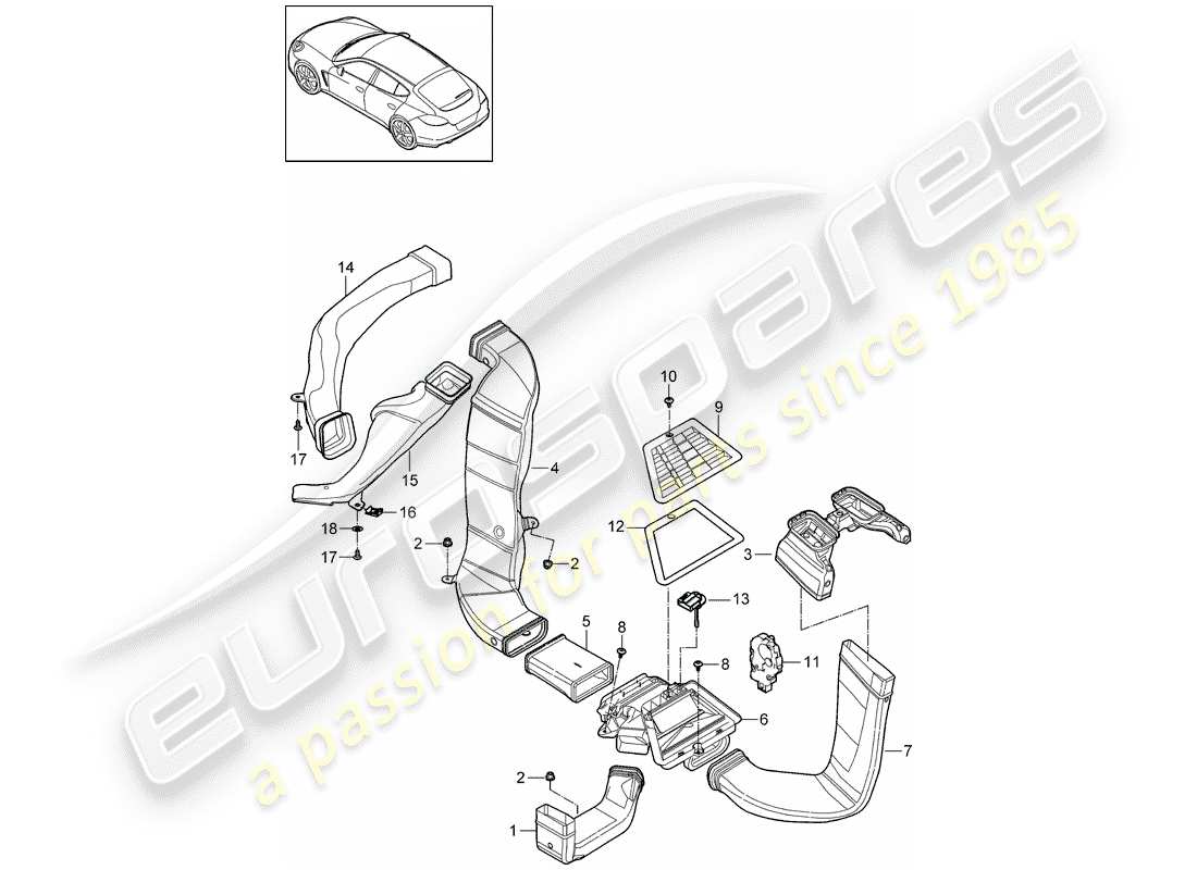 porsche 2016 (panamera 970) diagramme des pièces du conduit d'air