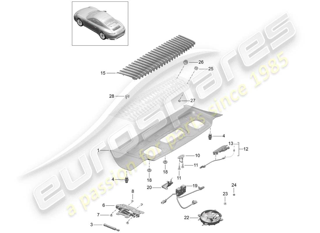 porsche 2020 (991-2) couverture diagramme de pièce