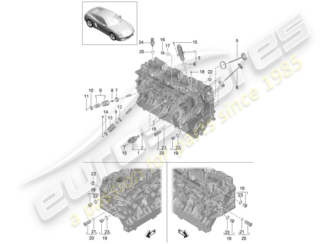 porsche 2016 (981 cayman) culasse schéma des pièces