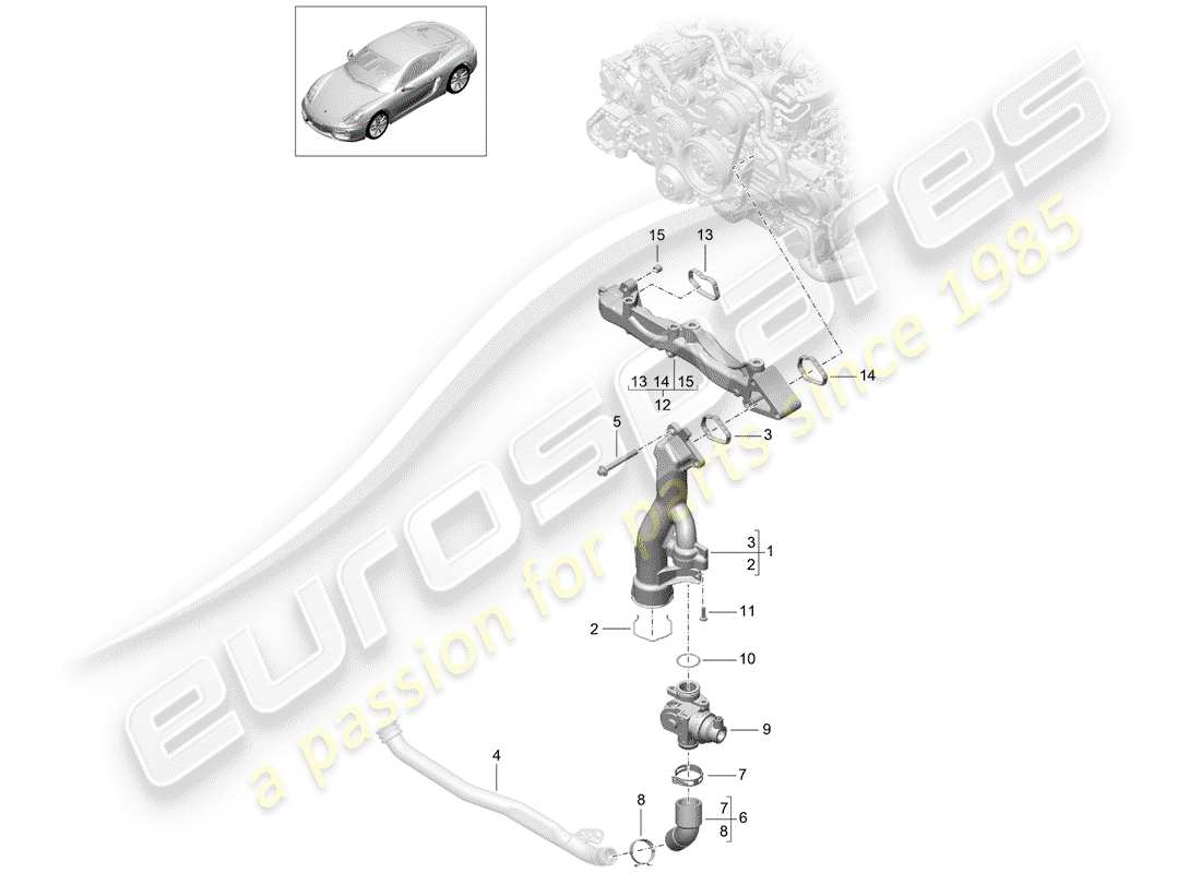 porsche 2016 (981 cayman) schéma des pièces du sous-châssis