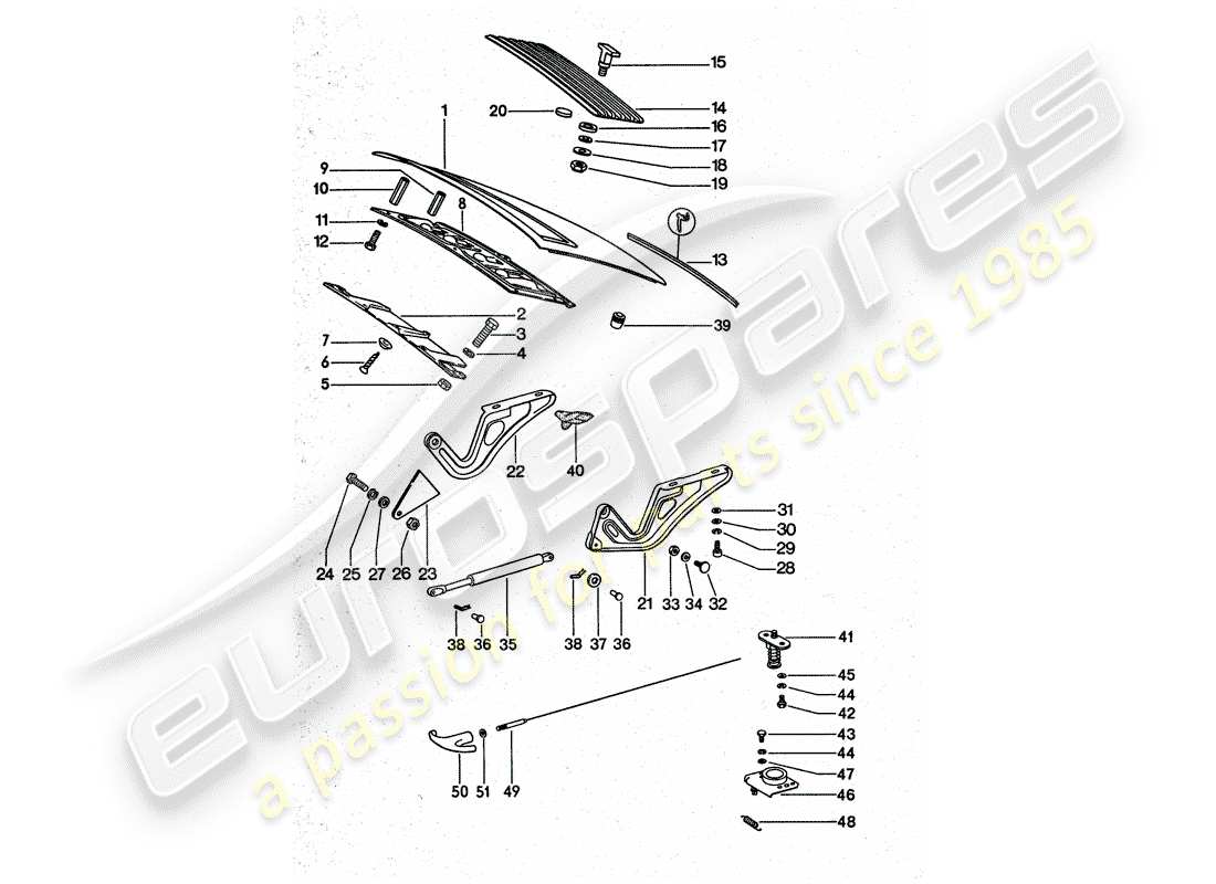 porsche 1976 (911 turbo) couverture diagramme de pièce