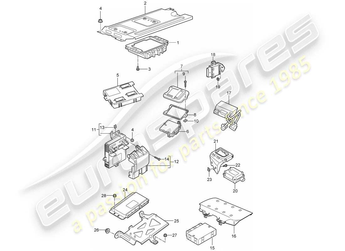 porsche 2007 (997-1 gt3) unités de contrôle schéma des pièces