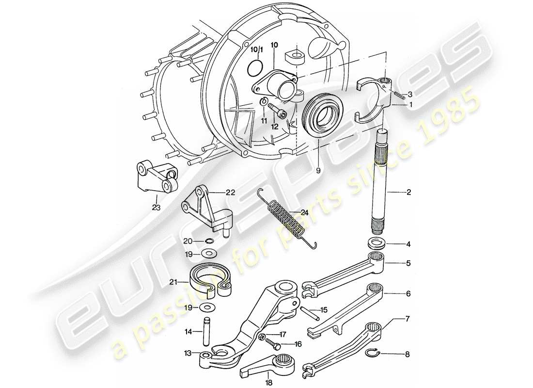 porsche 1976 (911) debrayage d'embrayage schéma des pièces