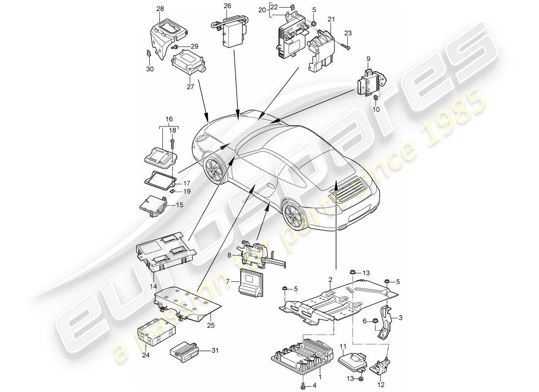 porsche 2012 (997-2) unités de contrôle schéma des pièces