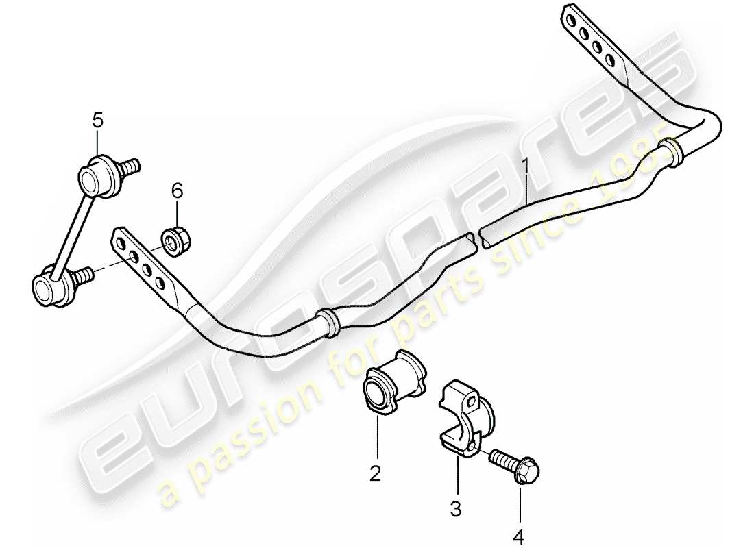 porsche 2008 (997-1 gt3) schéma des pièces du stabilisateur