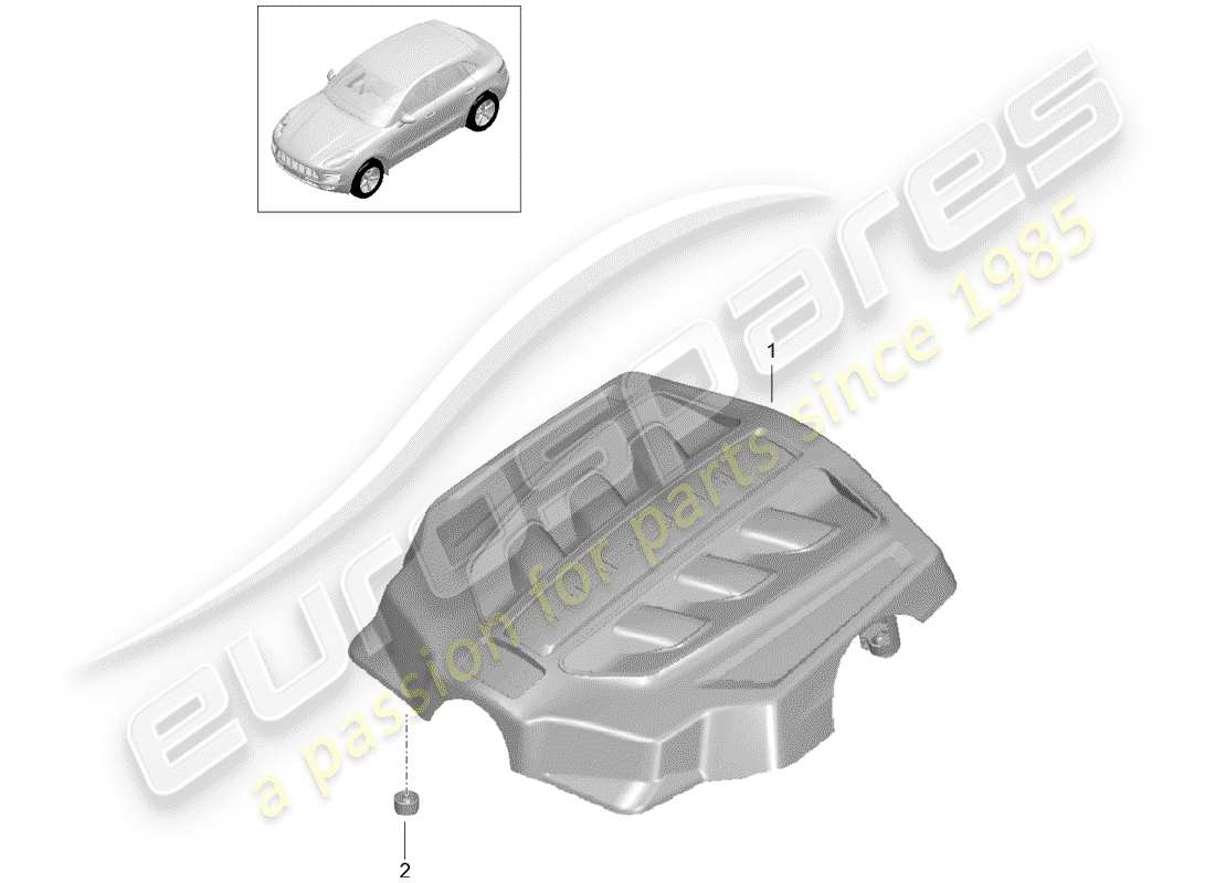 porsche 2016 (macan) couvert de moteur schéma des pièces