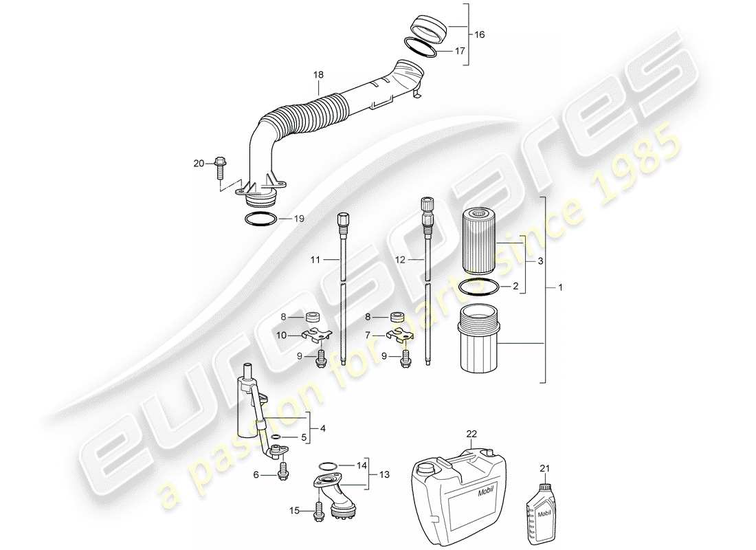 porsche 997 (2008) lubrification du moteur schéma des pièces