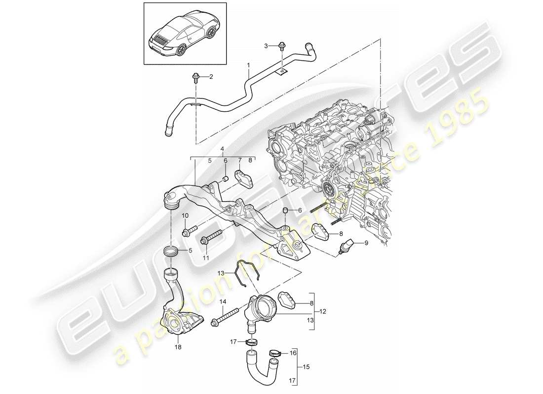porsche 2009 (997-2) schéma des pièces du sous-châssis