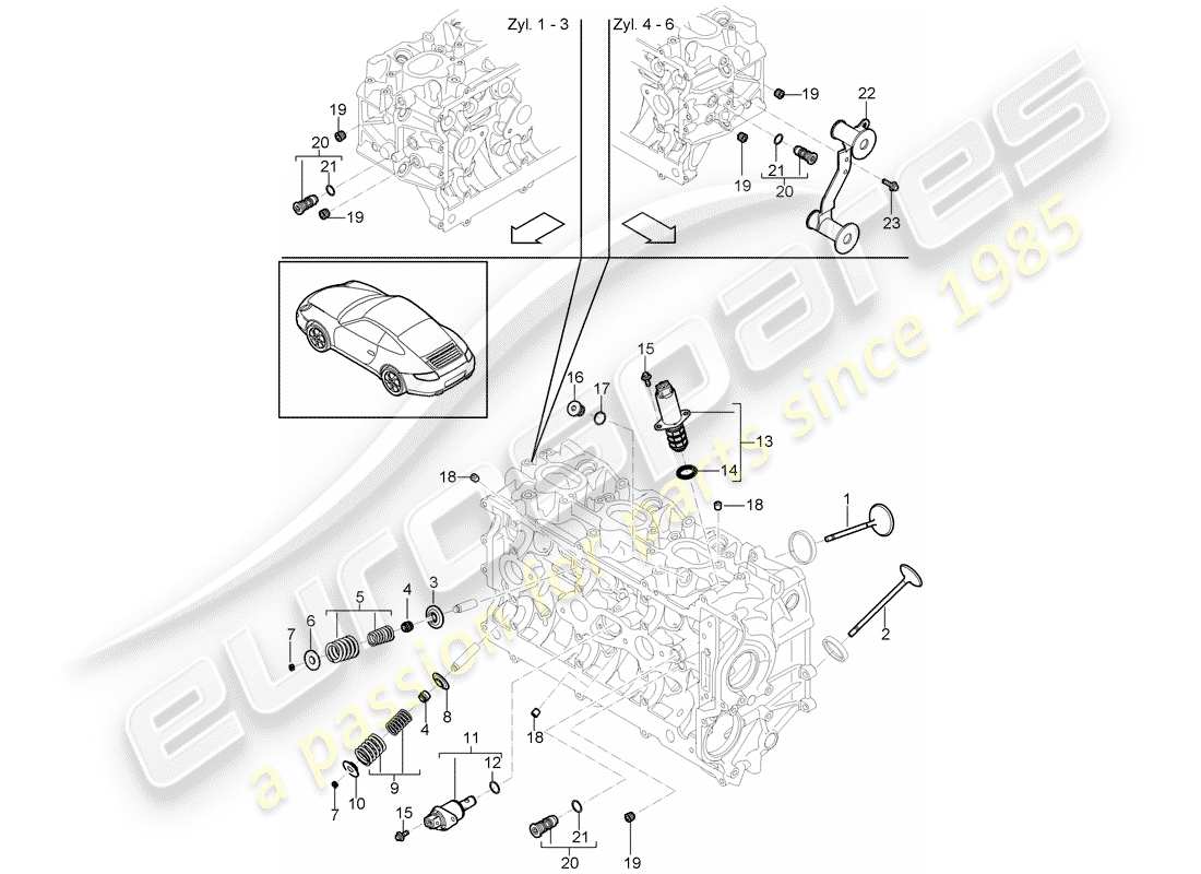 porsche 2012 (997-2) culasse schéma des pièces