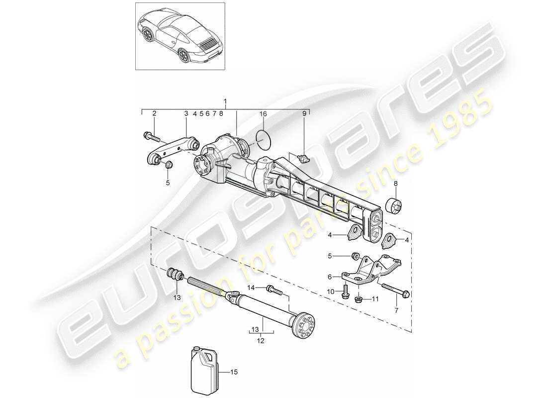 porsche 2012 (997-2) différentiel d'essieu avant schéma des pièces