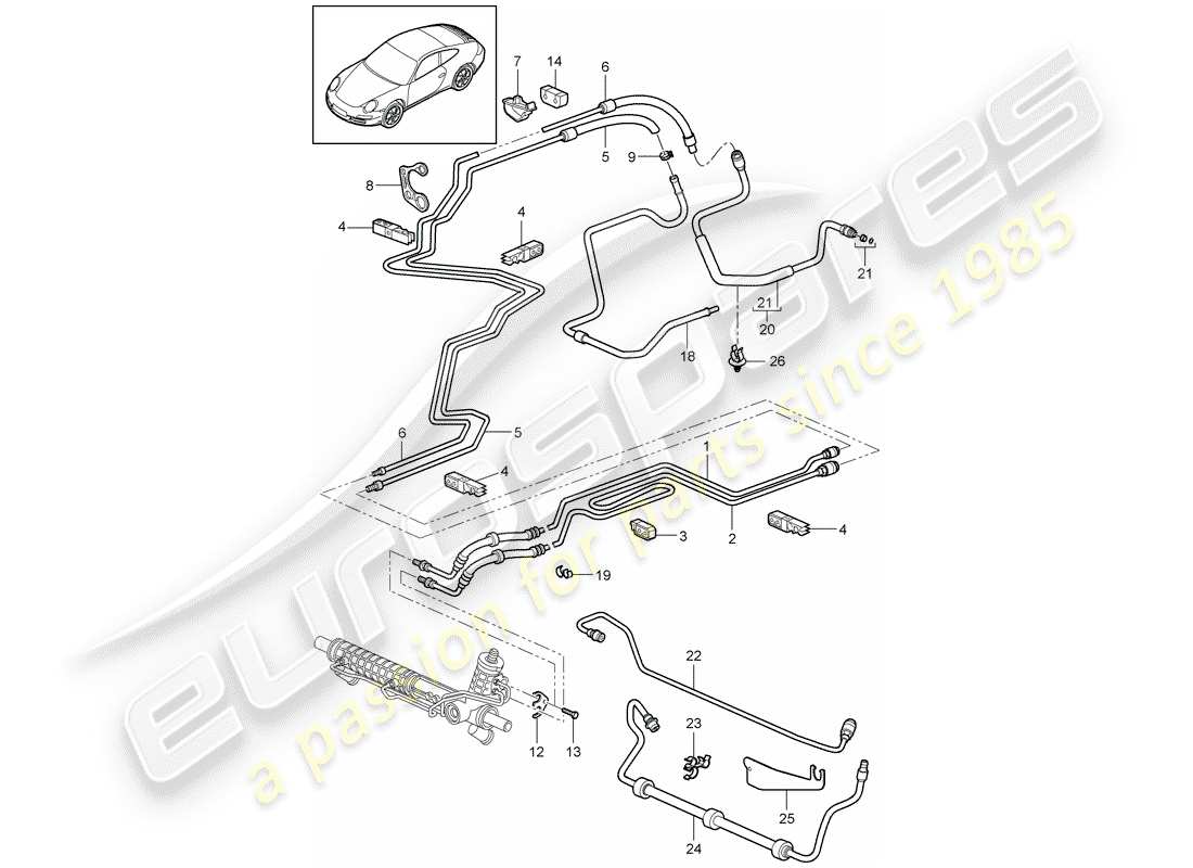 porsche 2012 (997-2) direction assistée schéma des pièces