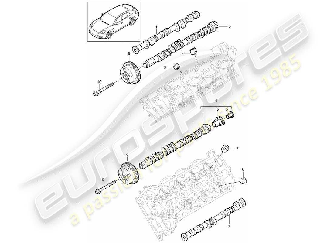 porsche 2014 (panamera 970) arbre à cames schéma des pièces