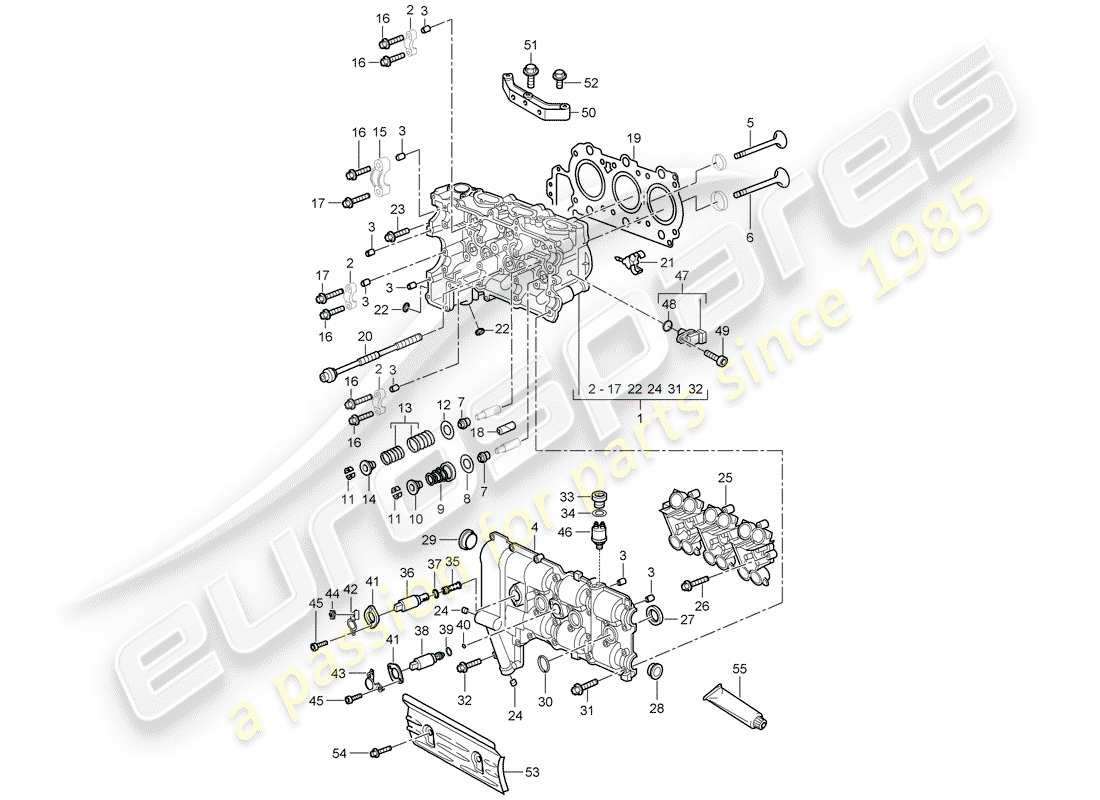 porsche 2008 (997-1) culasse schéma des pièces