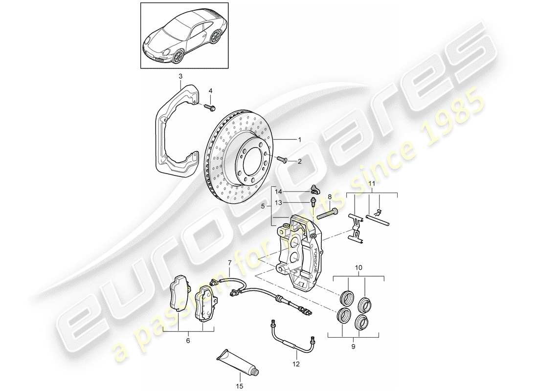 porsche 2012 (997-2) freins à disque schéma des pièces