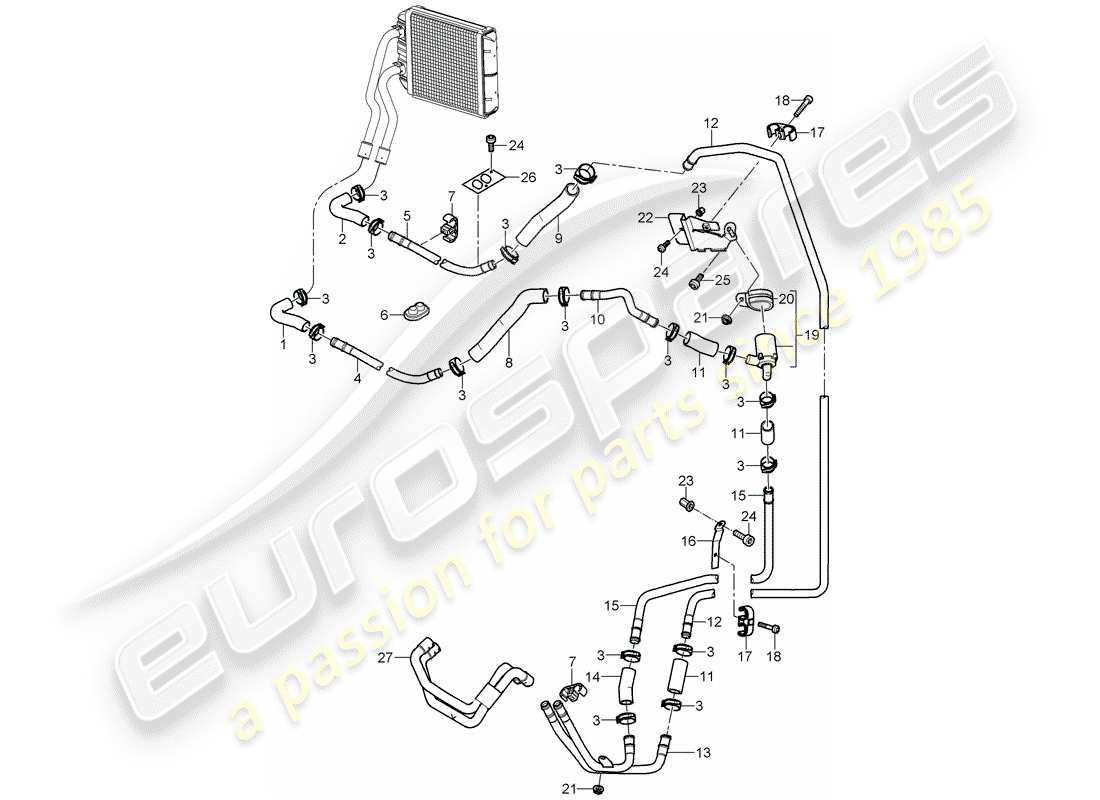 porsche 2004 (cayenne e1 9pa) chauffage schéma des pièces