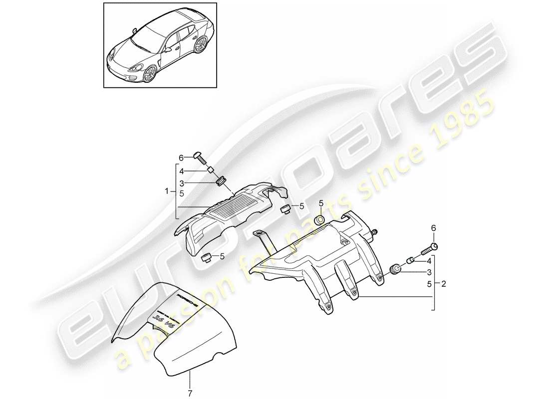 porsche 2016 (panamera 970) couvercle moteur schéma des pièces