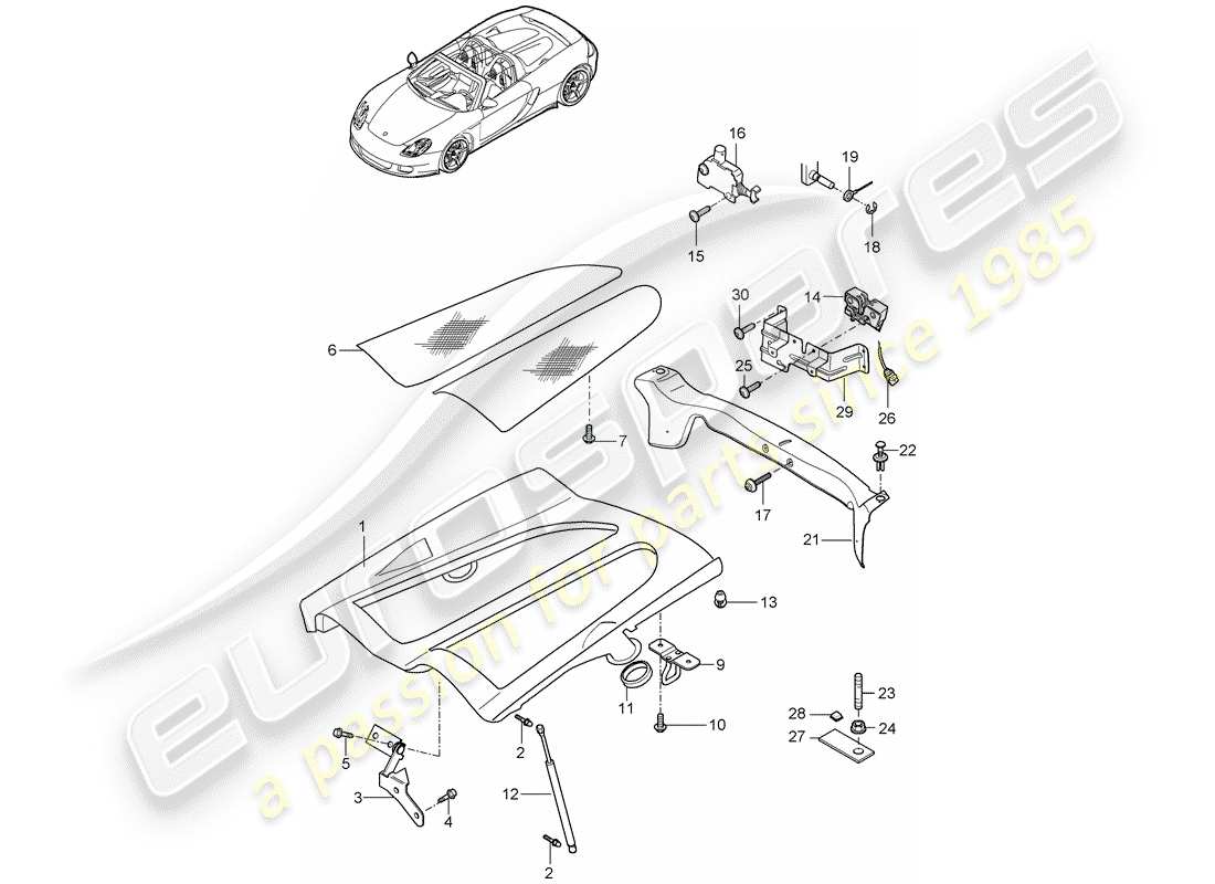 porsche 2004 (carrera gt) couverture diagramme de pièce