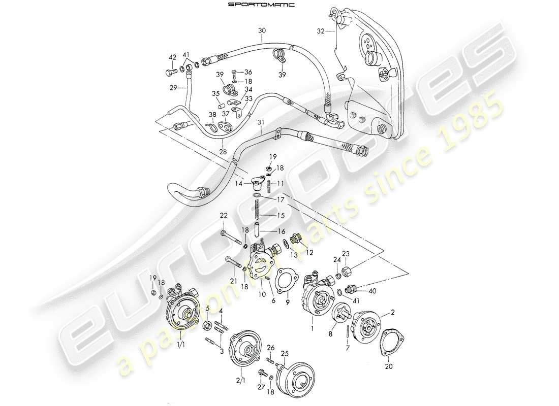 porsche 1971 (911) alimentation en huile - pour - convertisseur de couple - sportomatic - d >> - mj 1971 schéma des pièces