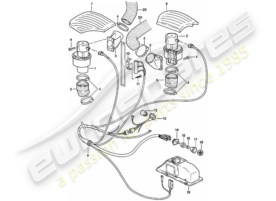 porsche 1981 (911) ventilateur supplémentaire - d - mj 1983>> schéma des pièces