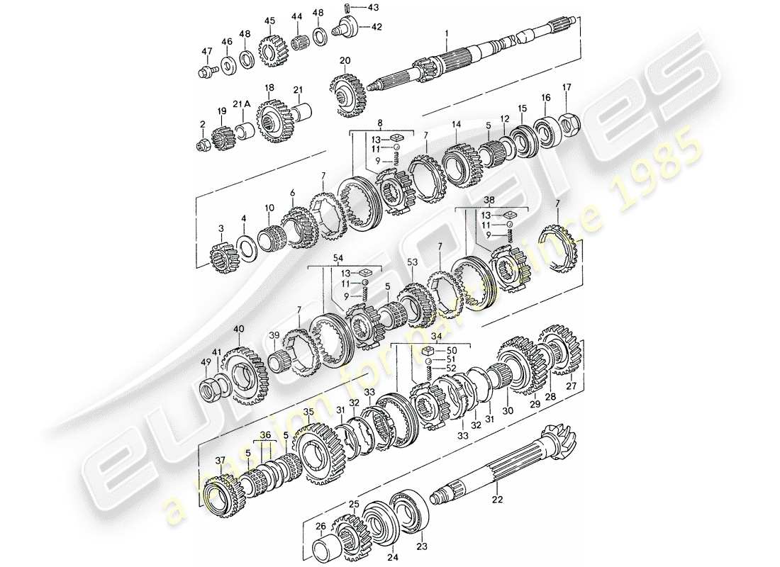 porsche 1996 (993) engrenages et arbres diagramme des pièces