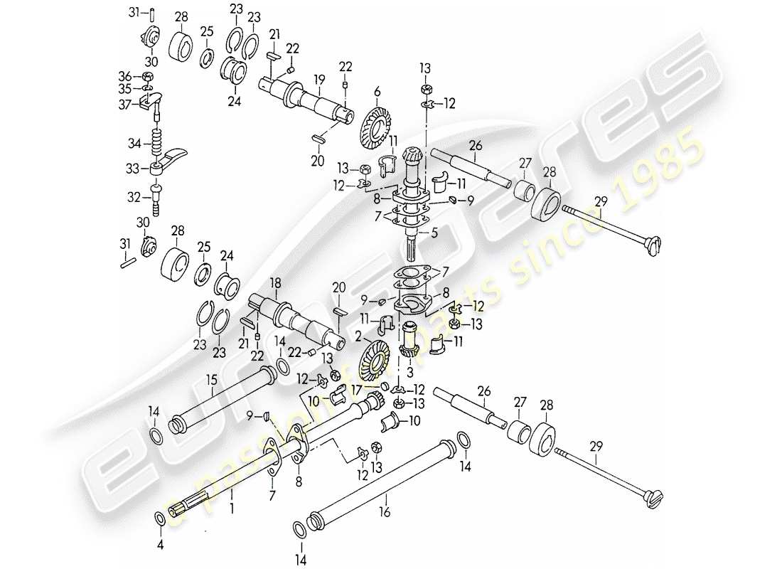 porsche 1963 (356b/356c) commande de soupape schéma des pièces