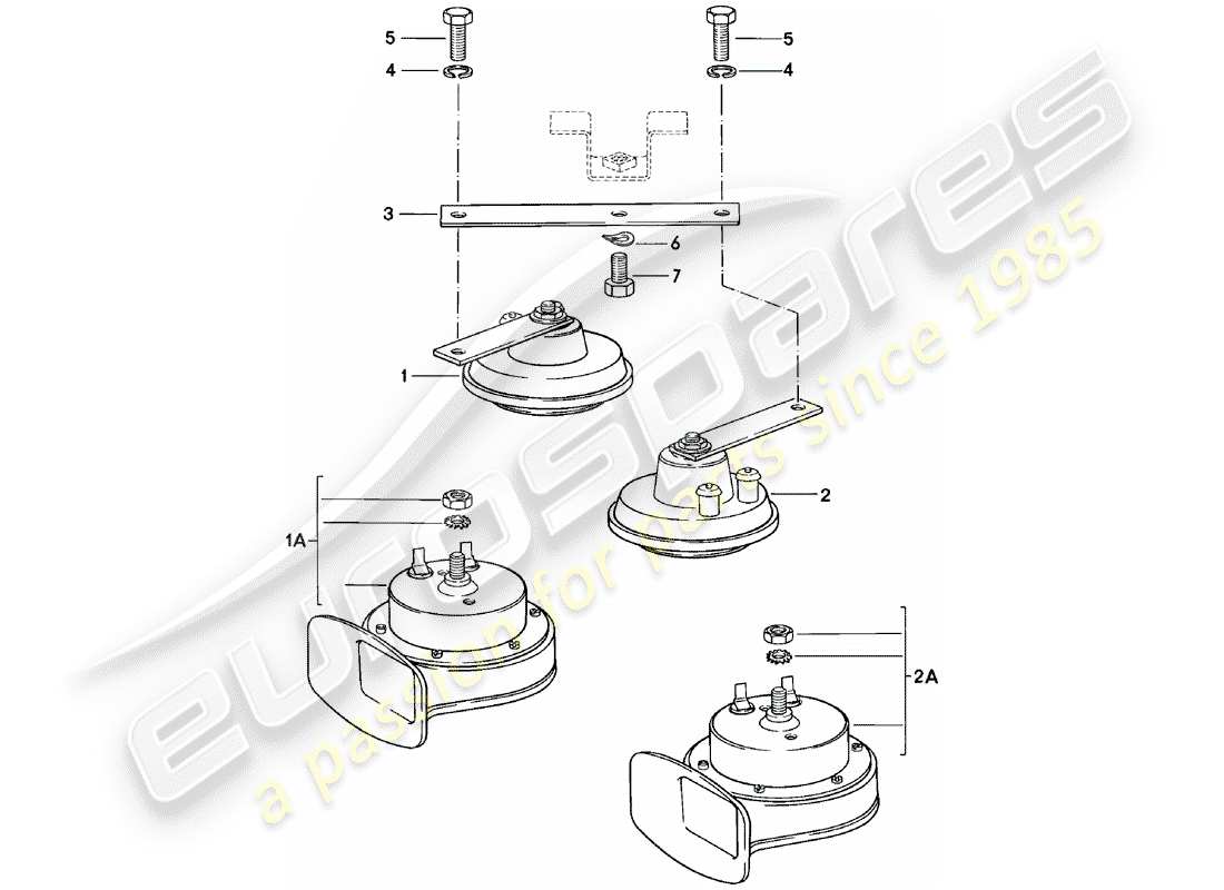porsche 1981 (924) diagramme des pièces du klaxon
