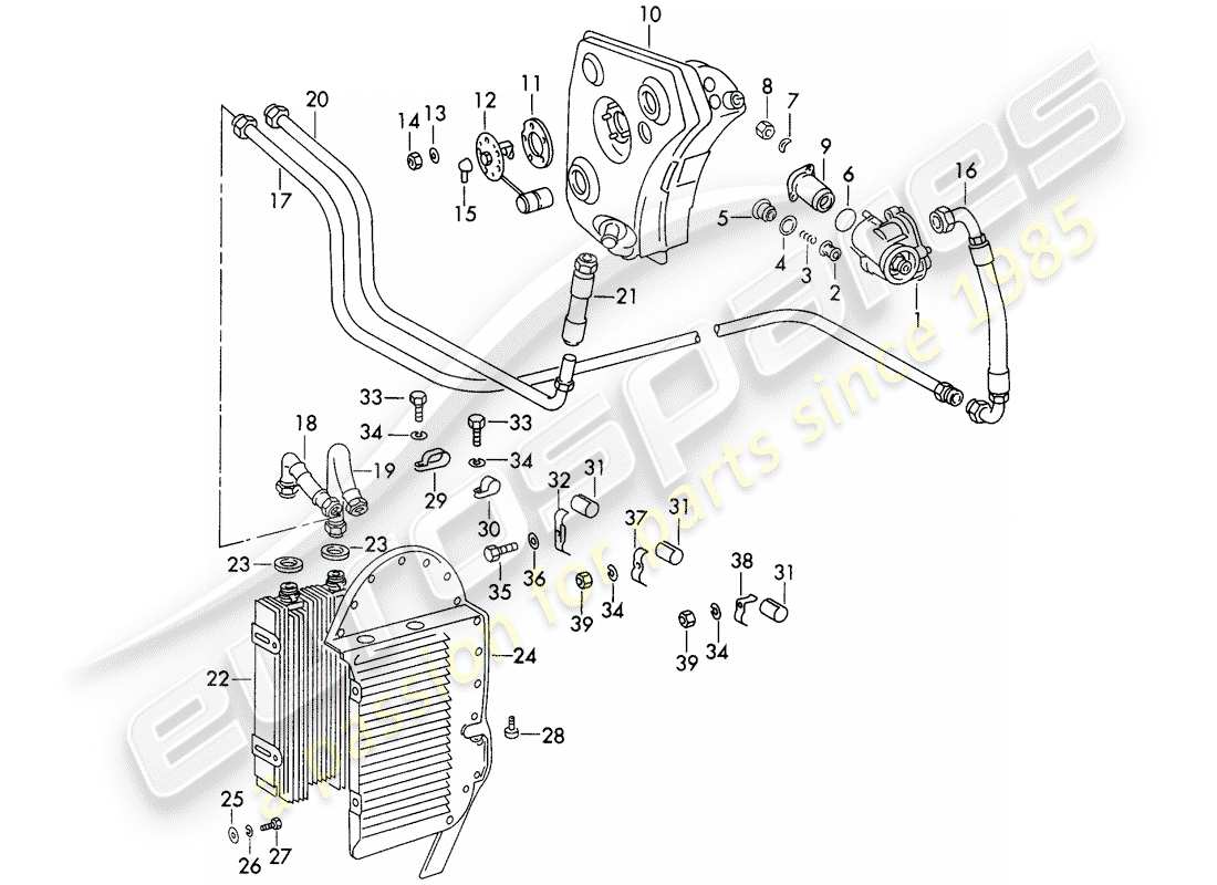 porsche 1971 (911) lubrification moteur - unités auxiliaires - pour - typ 911/53/63 - d - mj 1972>> - mj 1973 schéma des pièces