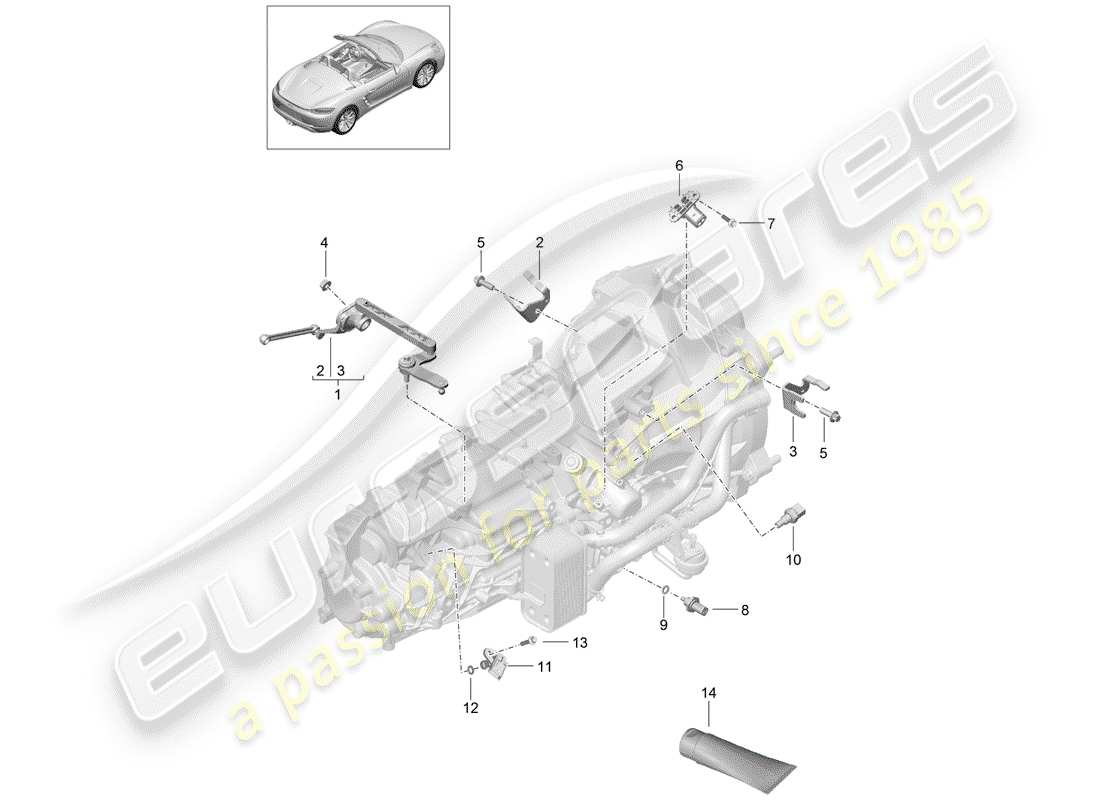 porsche 2018 (718 boxster) boîte de vitesses manuelle schéma des pièces
