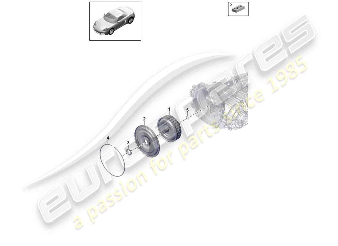 porsche 2018 (718 boxster) - pdk - embrayage de boîte de vitesses pour boîte de vitesses à double embrayage schéma des pièces