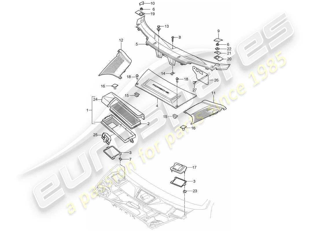 porsche 2005 (997-1) filtre à particules schéma des pièces
