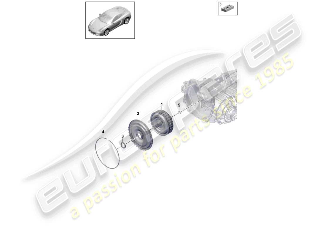 porsche 2016 (981 cayman) - pdk - embrayage de boîte de vitesses pour boîte de vitesses à double embrayage schéma des pièces