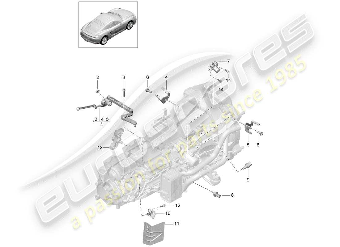 porsche 2016 (981 cayman) boîte de vitesses manuelle schéma des pièces