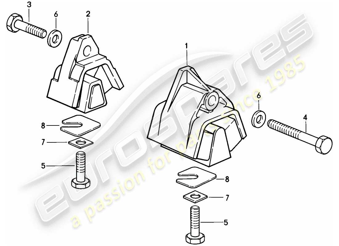 porsche 1981 (928) suspension de transmission - transmission automatique schéma des pièces