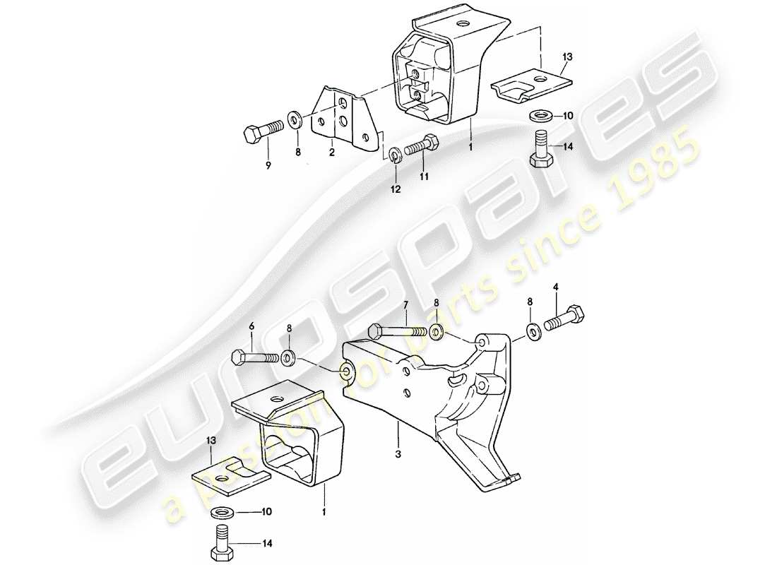 porsche 1983 (924) suspension de transmission - transmission automatique schéma des pièces