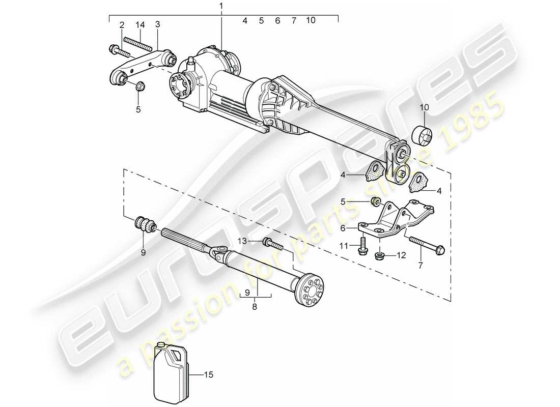 porsche 2007 (997-1) différentiel d'essieu avant schéma des pièces
