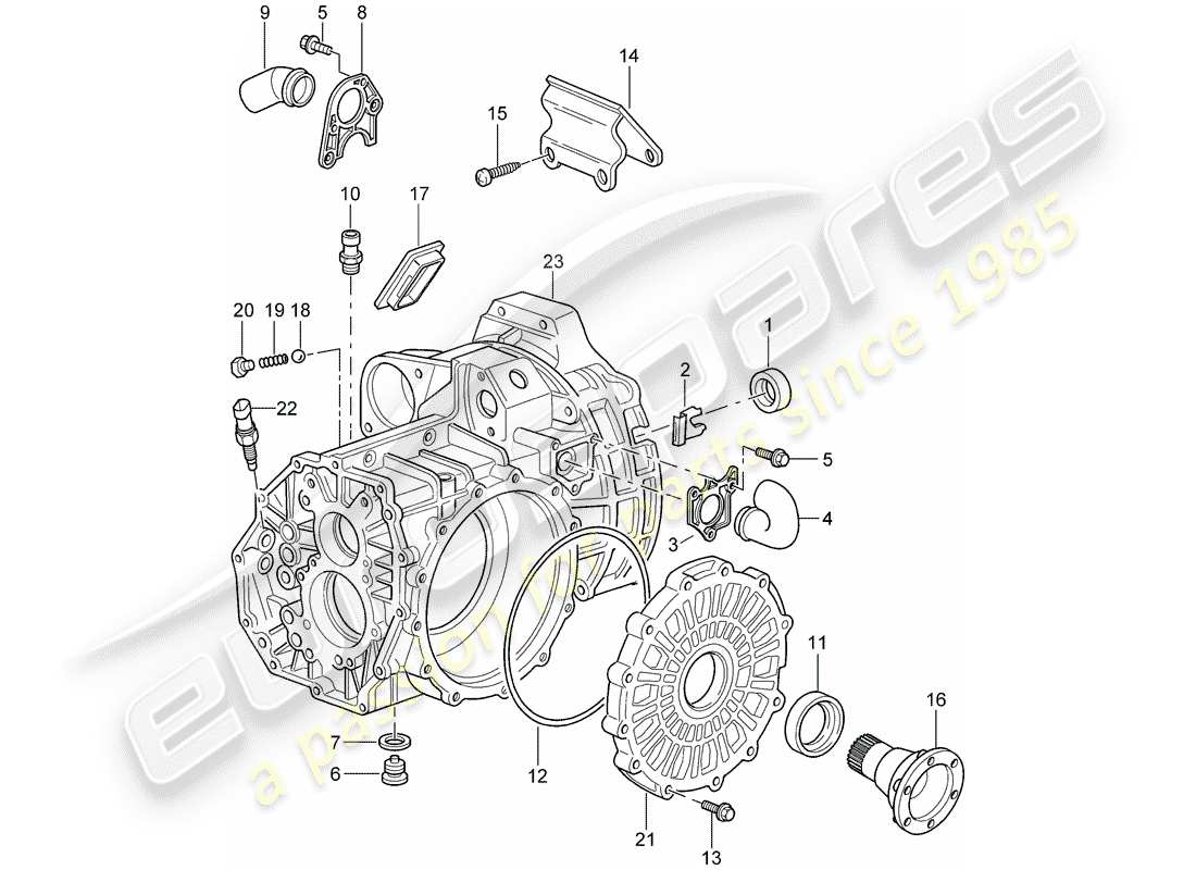 porsche 2007 (997-1 turbo / gt2) carter de transmission schéma des pièces