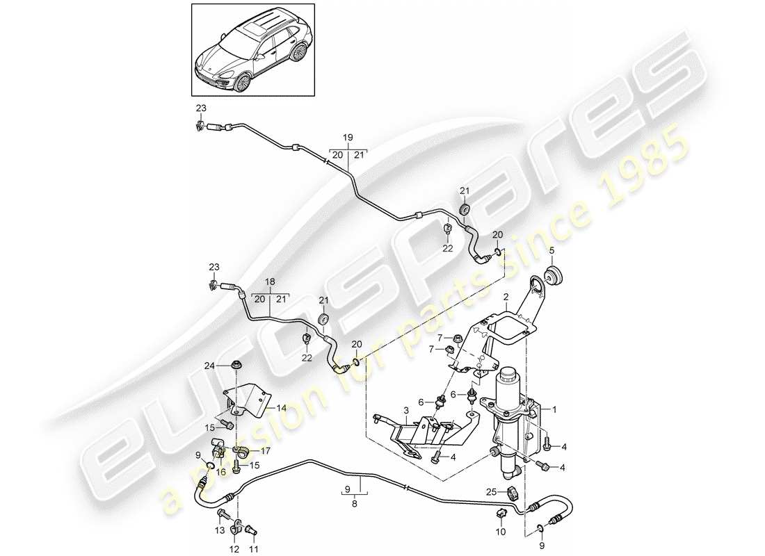 porsche 2014 (cayenne e2 92a) mécanisme de contrôle schéma des pièces