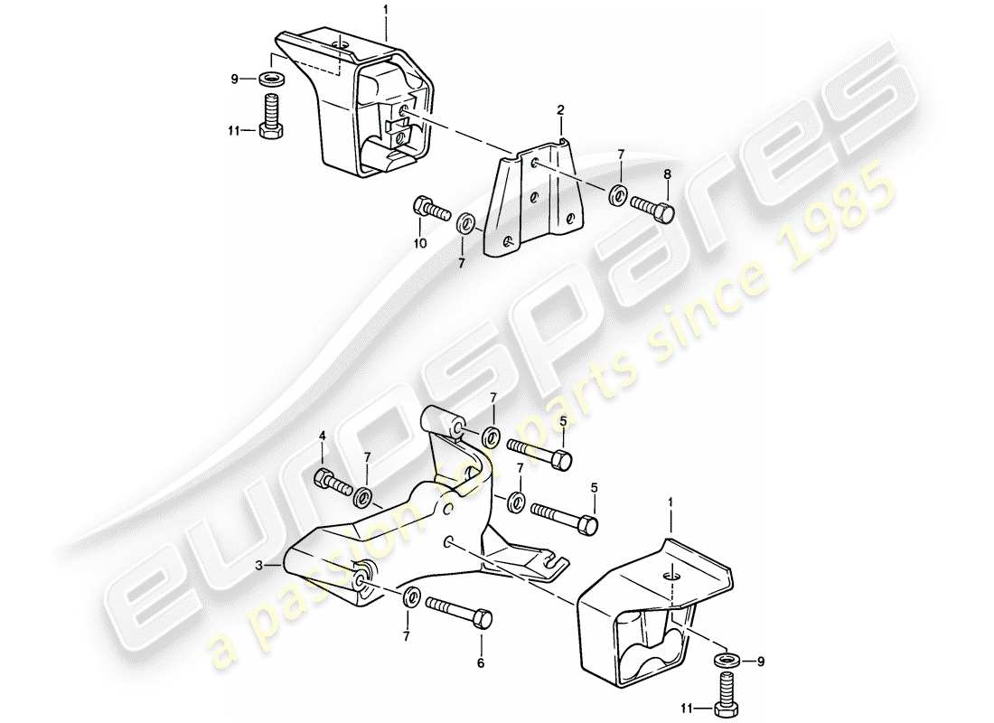 porsche 1986 (924s) suspension de transmission - pour - transmission automatique schéma des pièces