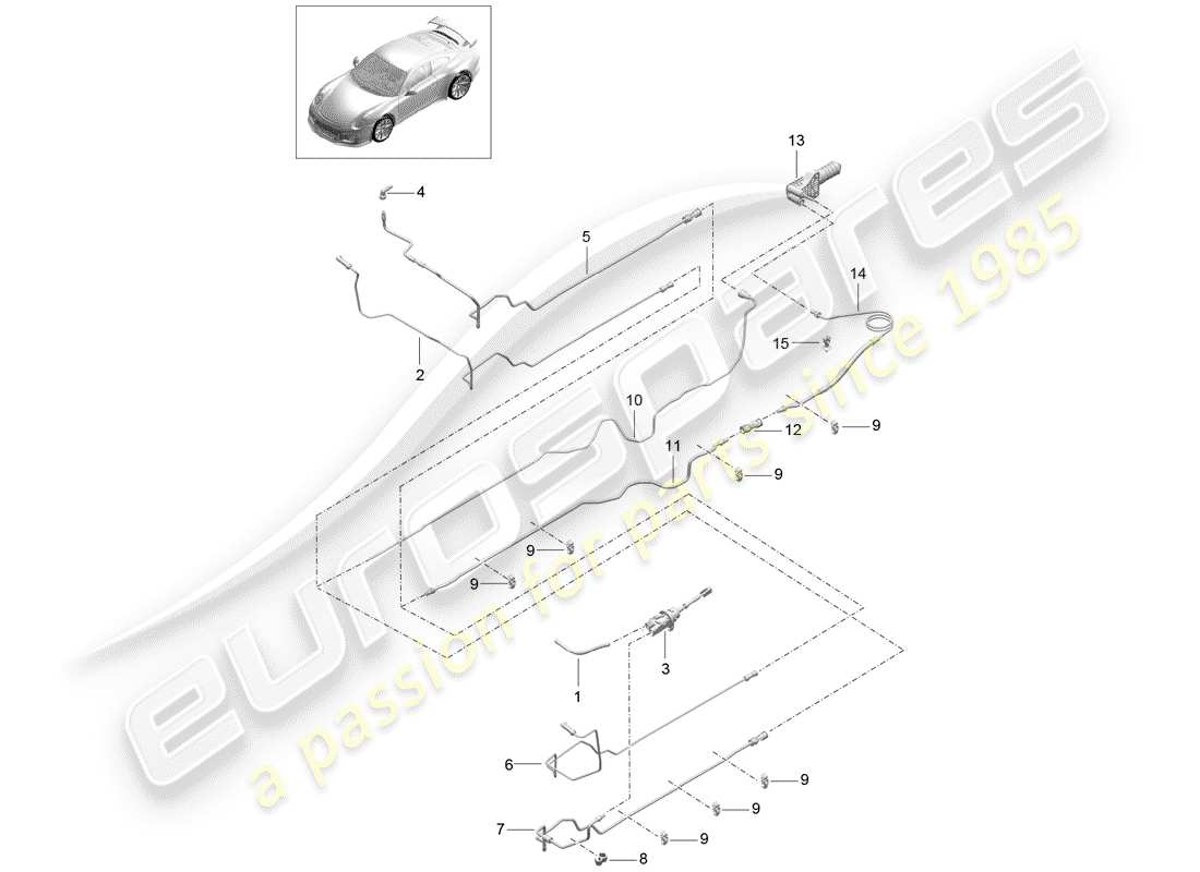 porsche 2016 (991-1 r/gt3/rs) embrayage hydraulique schéma des pièces