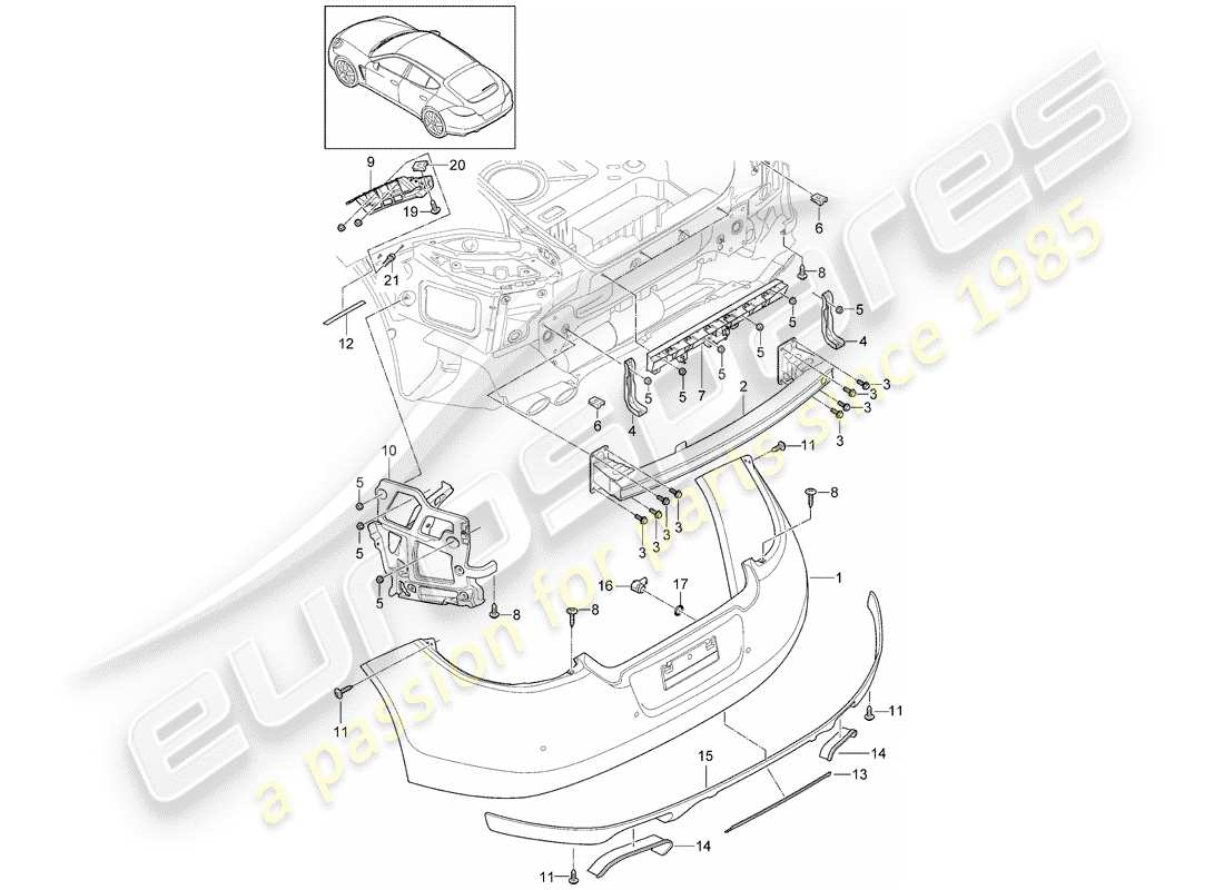 porsche 2011 (panamera 970) schéma des pièces du pare-choc