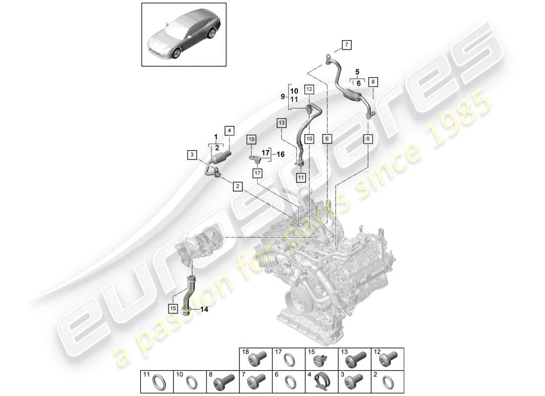 porsche 2019 (panamera 971-1) refroidissement par eau pour schéma des pièces