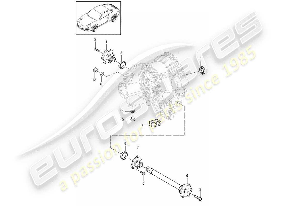 porsche 2007 (997-1) tiptronique schéma des pièces