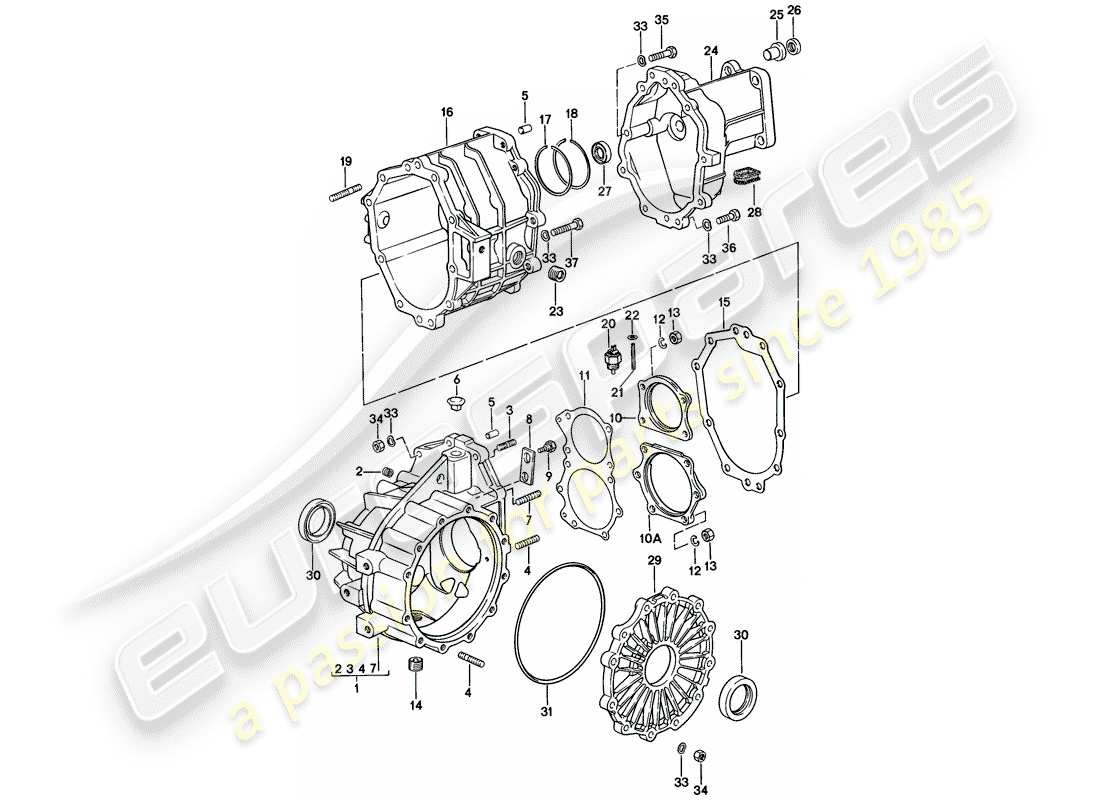 porsche 1978 (924) transmission de remplacement - carter de transmission - 5-speed schéma des pièces