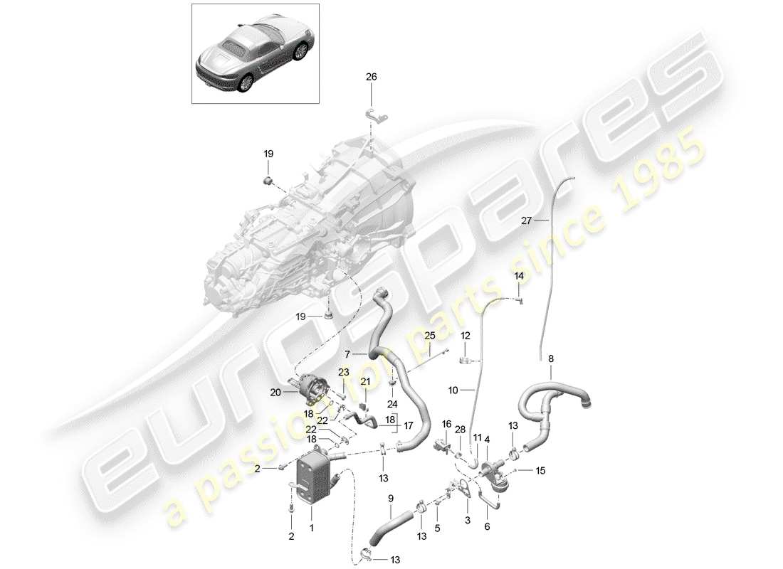 porsche 2019 (718 boxster) boîte de vitesses manuelle schéma des pièces