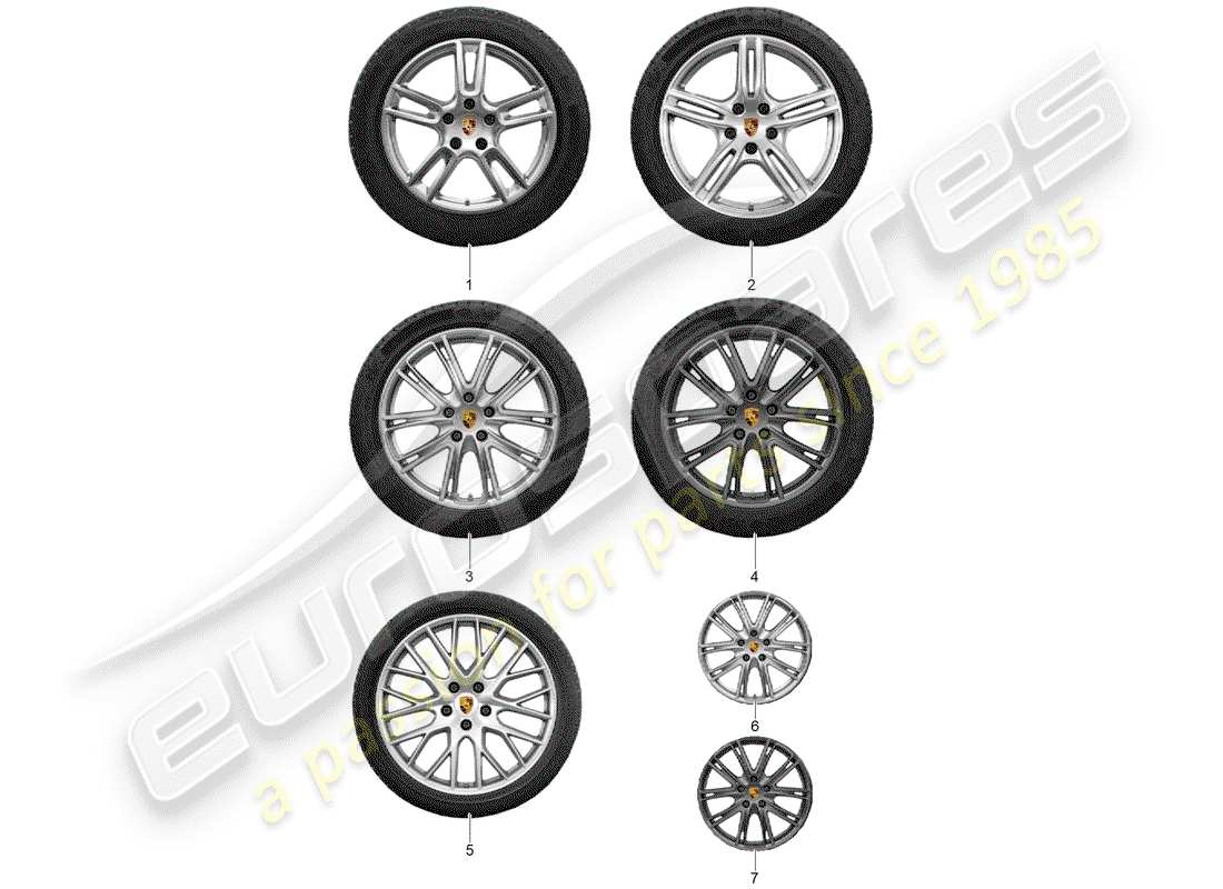 porsche 2011 (tequipment panamera) disque de roue 'alum' avec hiver schéma des pièces