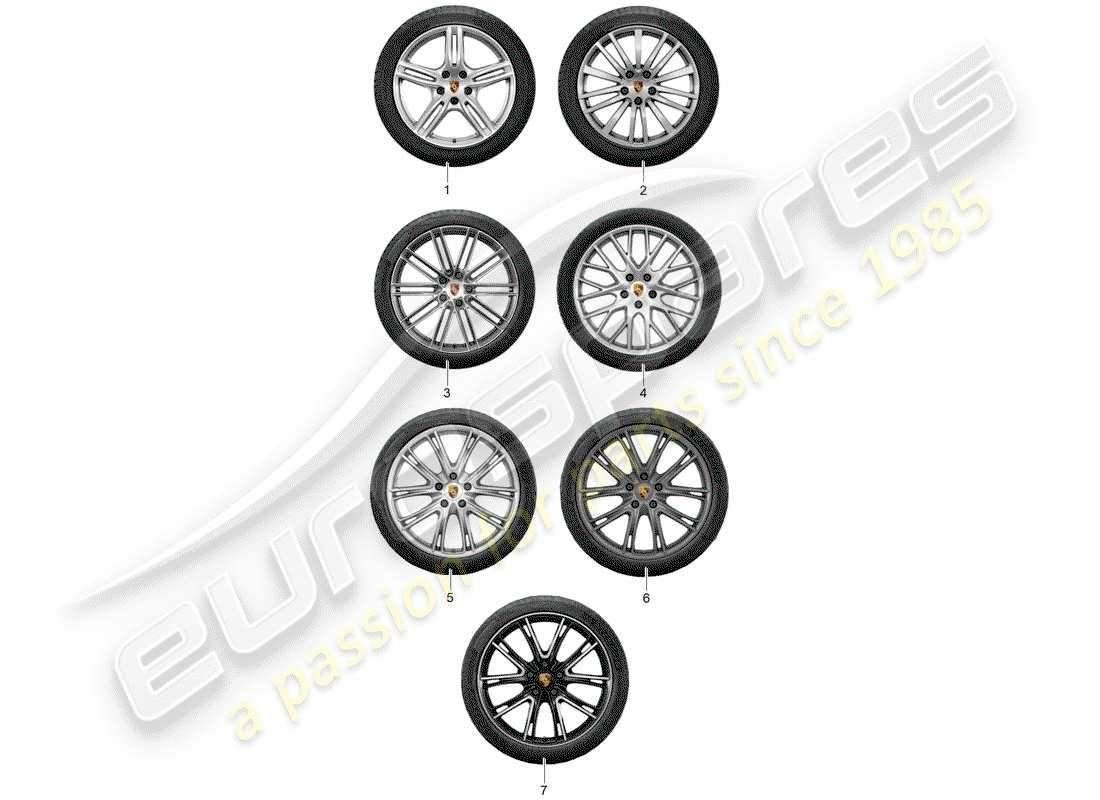 porsche 2011 (tequipment panamera) disque de roue 'alun.' avec diagramme de pièce