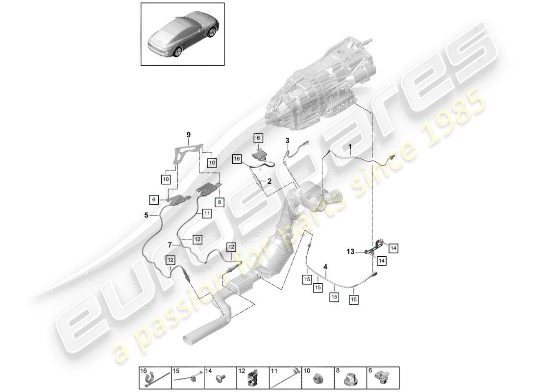 porsche 2019 (panamera 971-1) système d'échappement schéma des pièces