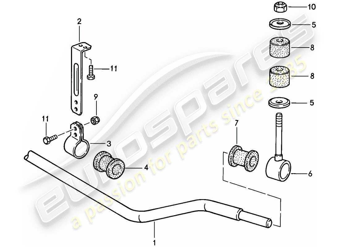 porsche 1986 (944) stabilisateur schéma des pièces